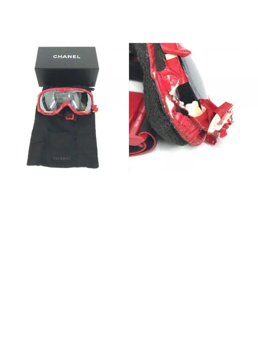 Chanel Goggle Sunglasses Acetate Red Eyewear